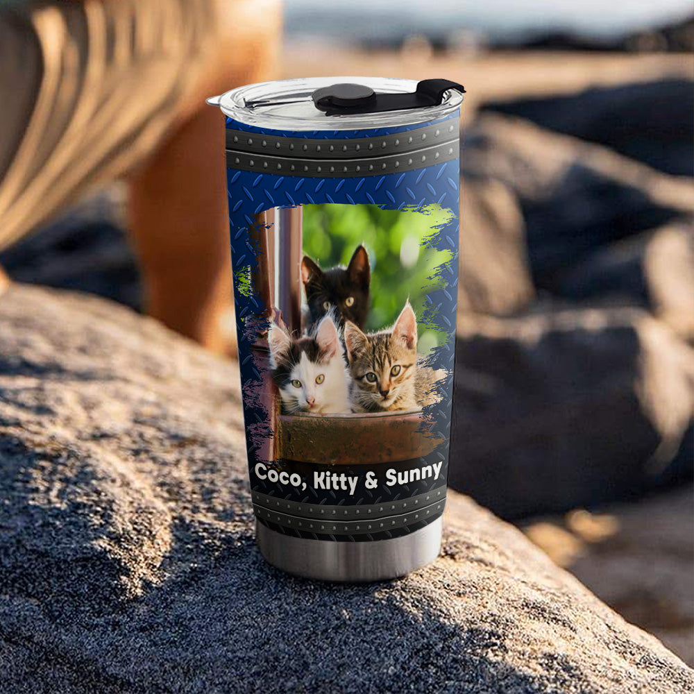 Super Sexy Cat Dad Personalized Custom Photo Tumbler - 20oz High - Quality Stainless Steel