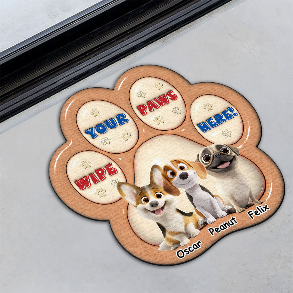 Personalized Custom 3D Inflated Effect Doormat - Wipe Your Paws Here, Human! Ideal for Pet Lovers