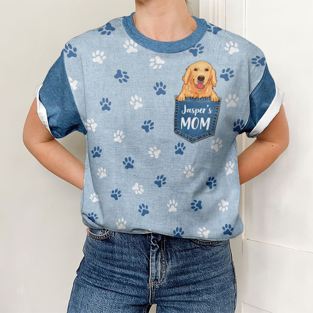 Pocket Dog Mom - Personalized Custom All-over-print Comfortable Polyester Blend T-shirt