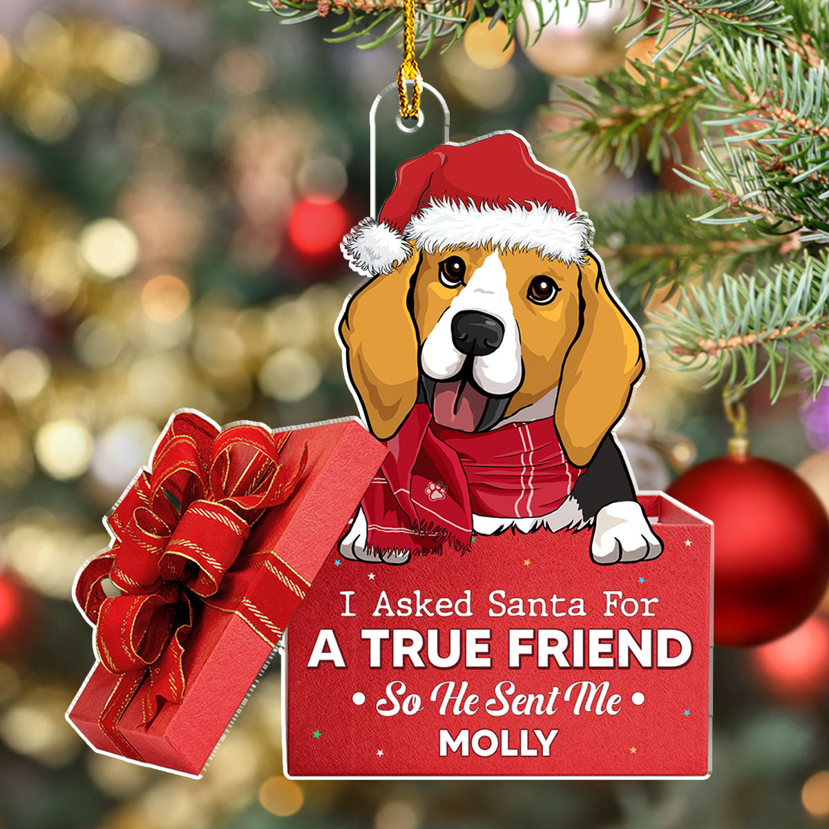 A True Friend - Exquisite Personalized Custom Acrylic Christmas Ornament with 4' Diameter