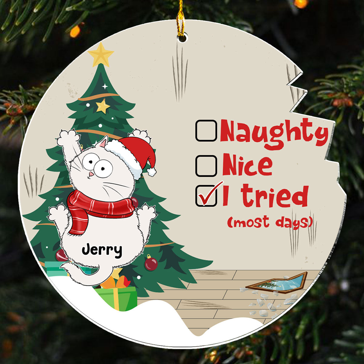 Naughty Or Nice - Exquisite Personalized Custom Acrylic Christmas Ornament