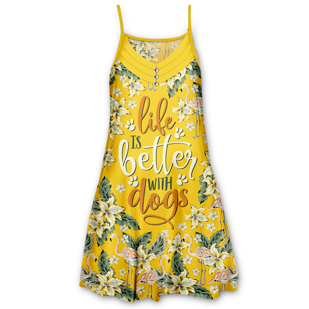 Life Is Better With Dogs - Stylish Adjustable Strap Dress for Dog Lovers