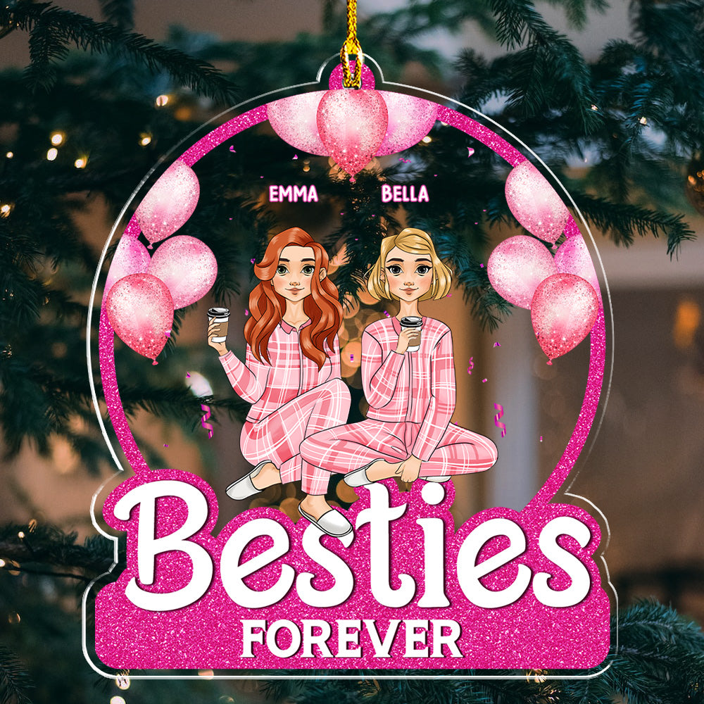 Besties Forever - Customizable Personalized Acrylic Christmas Ornament with 4' Diameter