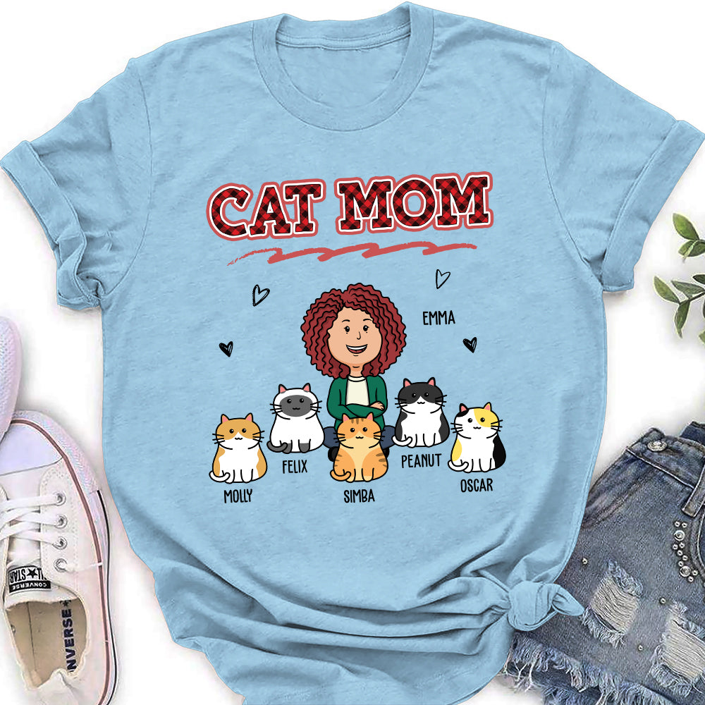 Stylish Cat Mom Red - Personalized Custom Women's Fashion T-shirt