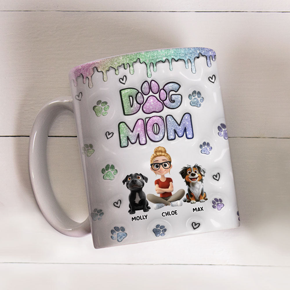 Adorable Chibi Dog Mom Personalized Custom 3D Inflated Effect Ceramic Mug in 11oz and 15oz
