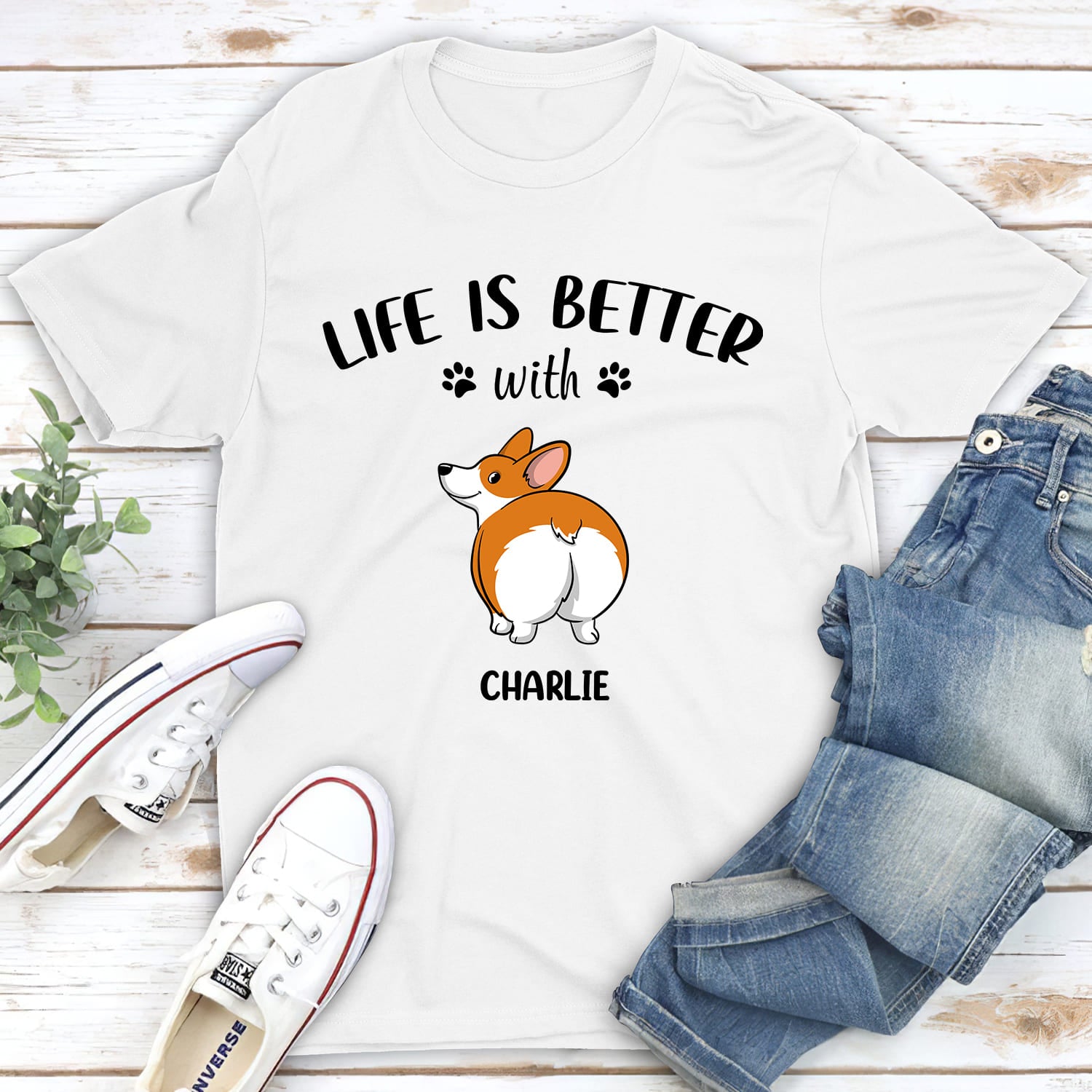 Life Is Better With Dog Butt - Personalized Custom Unisex 5.3 oz T-shirt for Pet Lovers