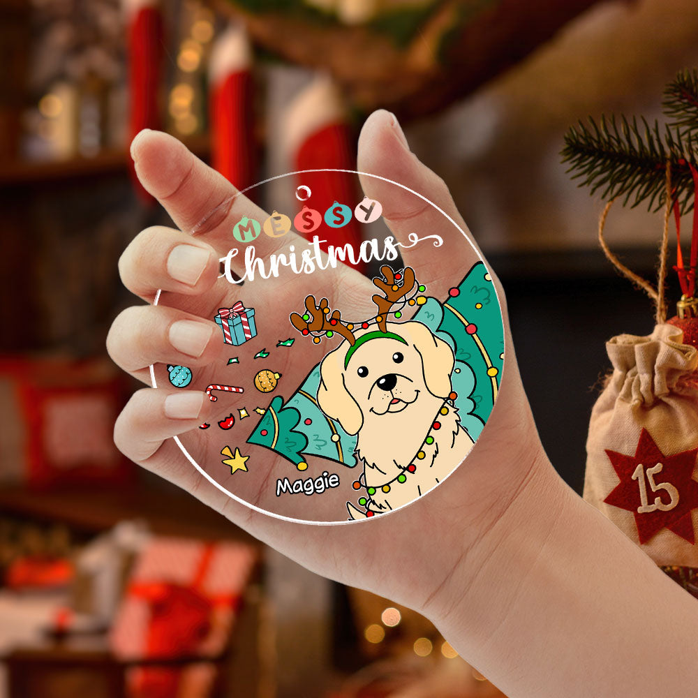 Festive Messy Holiday - Personalized Custom 4' Diameter Acrylic Christmas Ornament