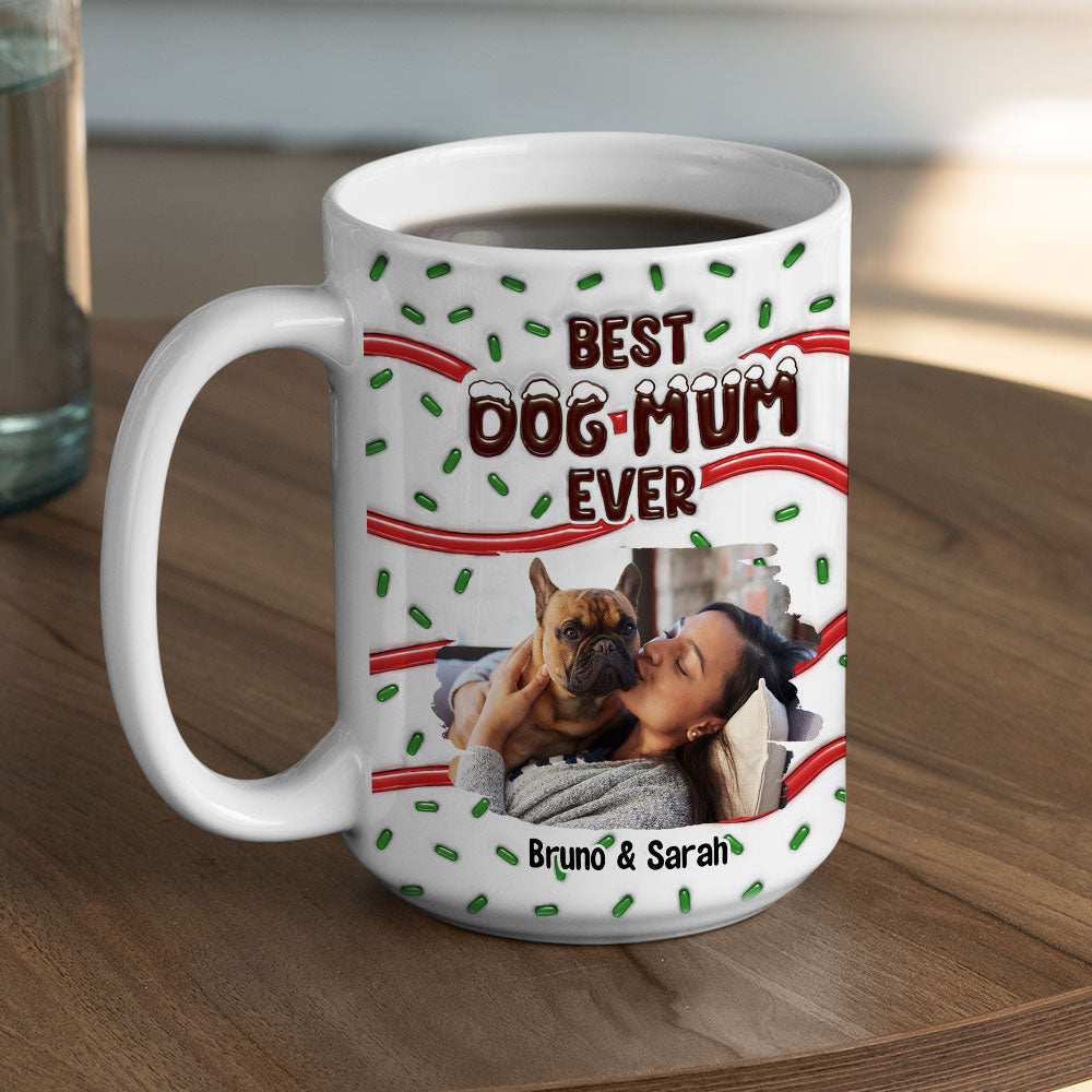 Best Personalized Custom 3D Inflated Effect Mug for Dog Moms and Dads with Cake Photo