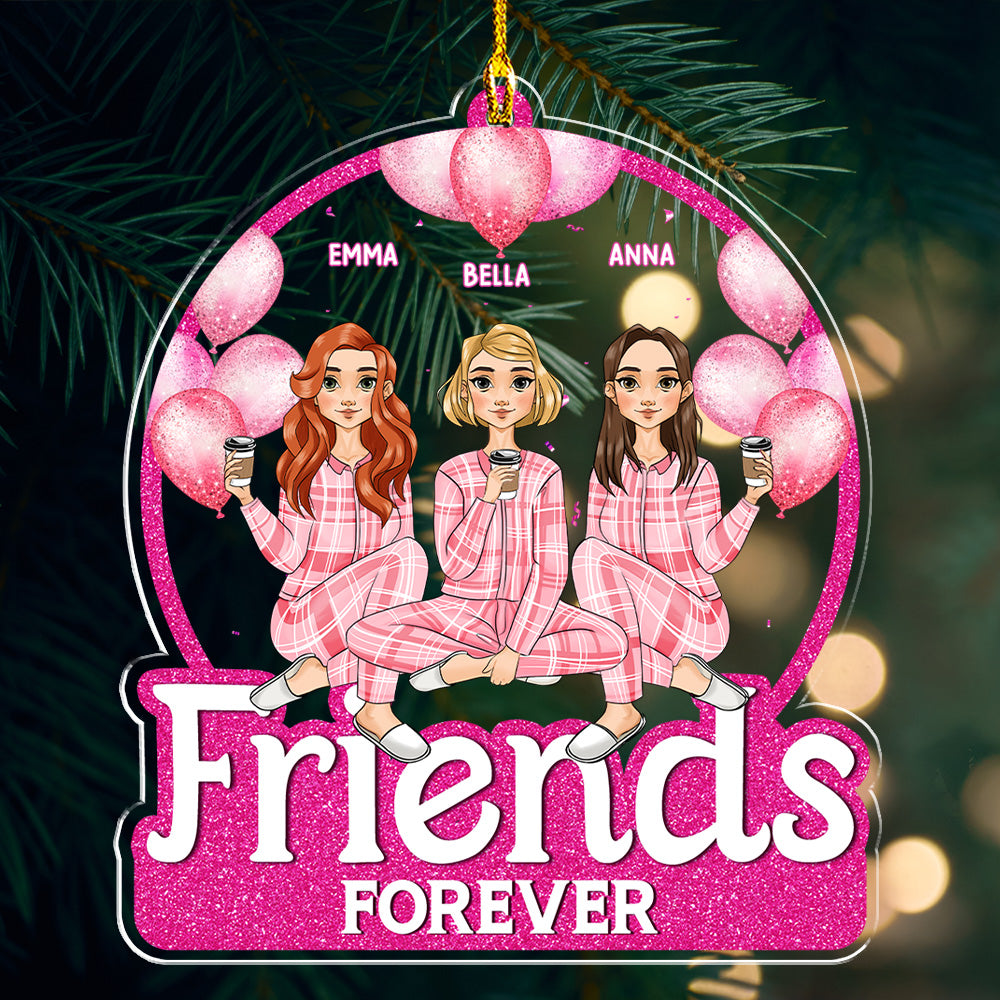 Besties Forever - Customizable Personalized Acrylic Christmas Ornament with 4' Diameter