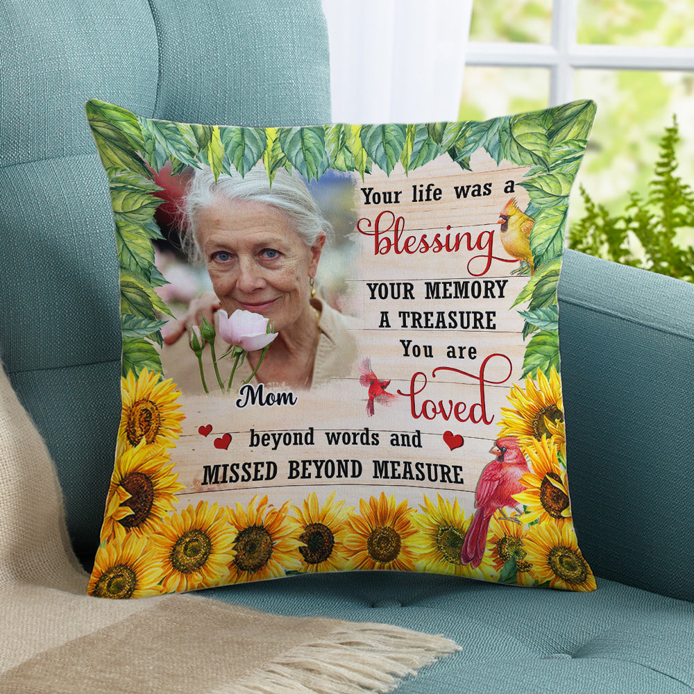 Your Memory A Treasure - Personalized Custom Throw Pillow in 12' x 12' and 18' x 18' Sizes