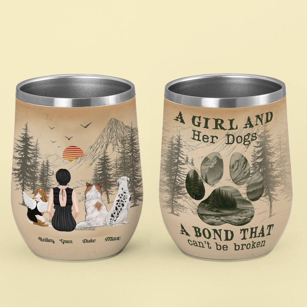 A Girl And Her Dog - Customizable Personalized 12oz Wine Tumbler for Any Occasion