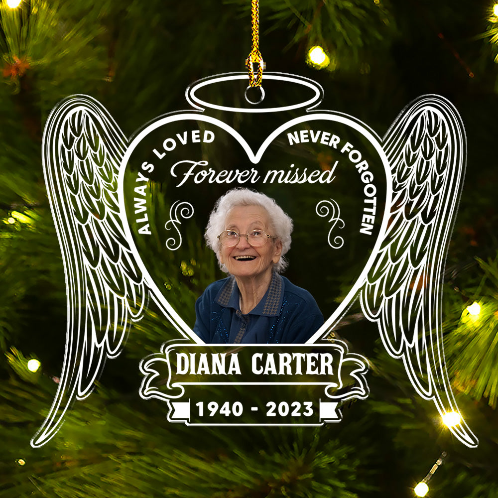 Custom Always Loved Personalized Acrylic Christmas Photo Ornament - 4' Diameter, 0.2' Thickness