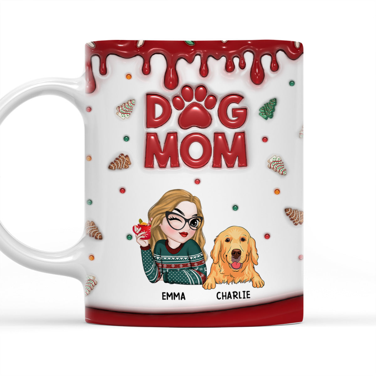 Charming Personalized 3D Inflated Effect Mug for Dog Moms - 11oz