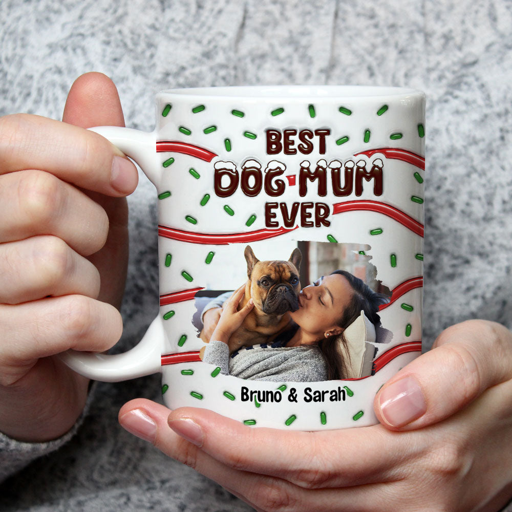 Best Personalized Custom 3D Inflated Effect Mug for Dog Moms and Dads with Cake Photo
