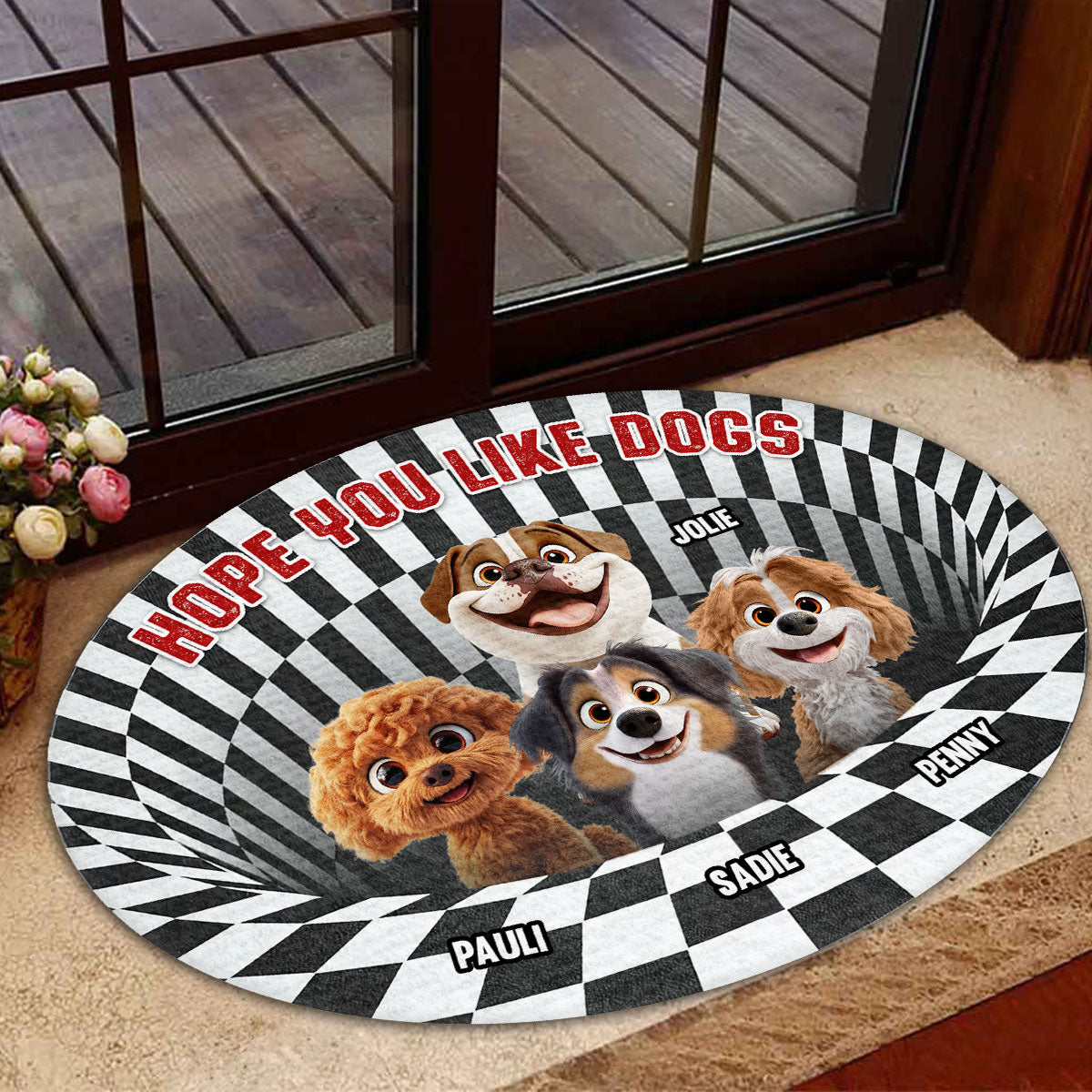 Hope You Like Dogs Cartoon - Personalized Custom Doormat with Three Size Options