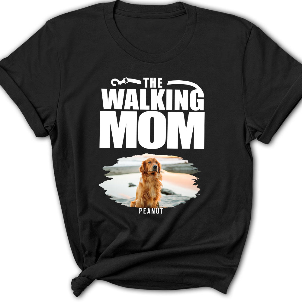 Walking Mom Photo - Personalized Custom Women's Heavy Cotton T-shirt with Feminine Pattern
