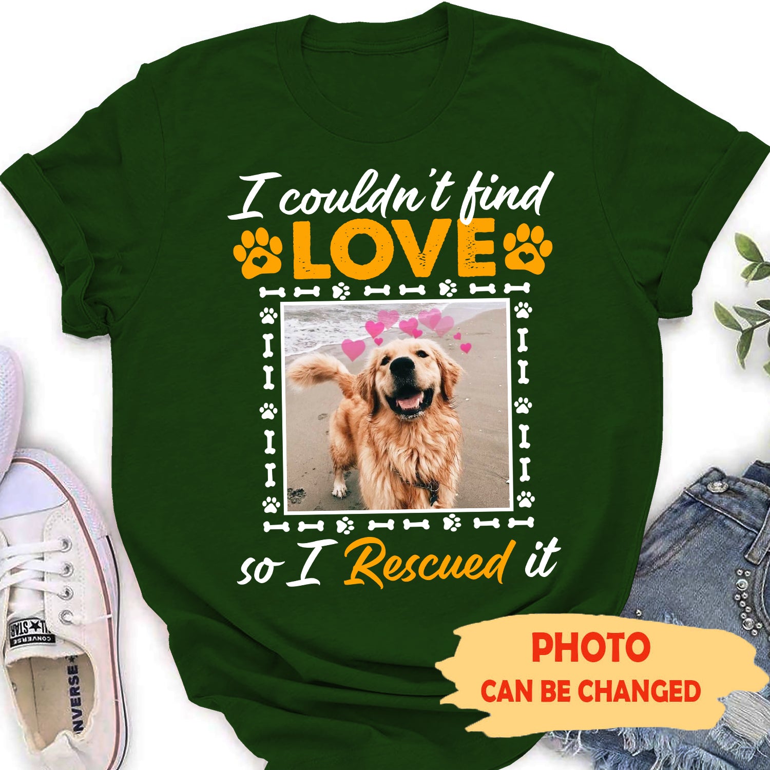 Rescue Love - Unique Personalized Custom Photo Women's T-shirt for Dog Lovers