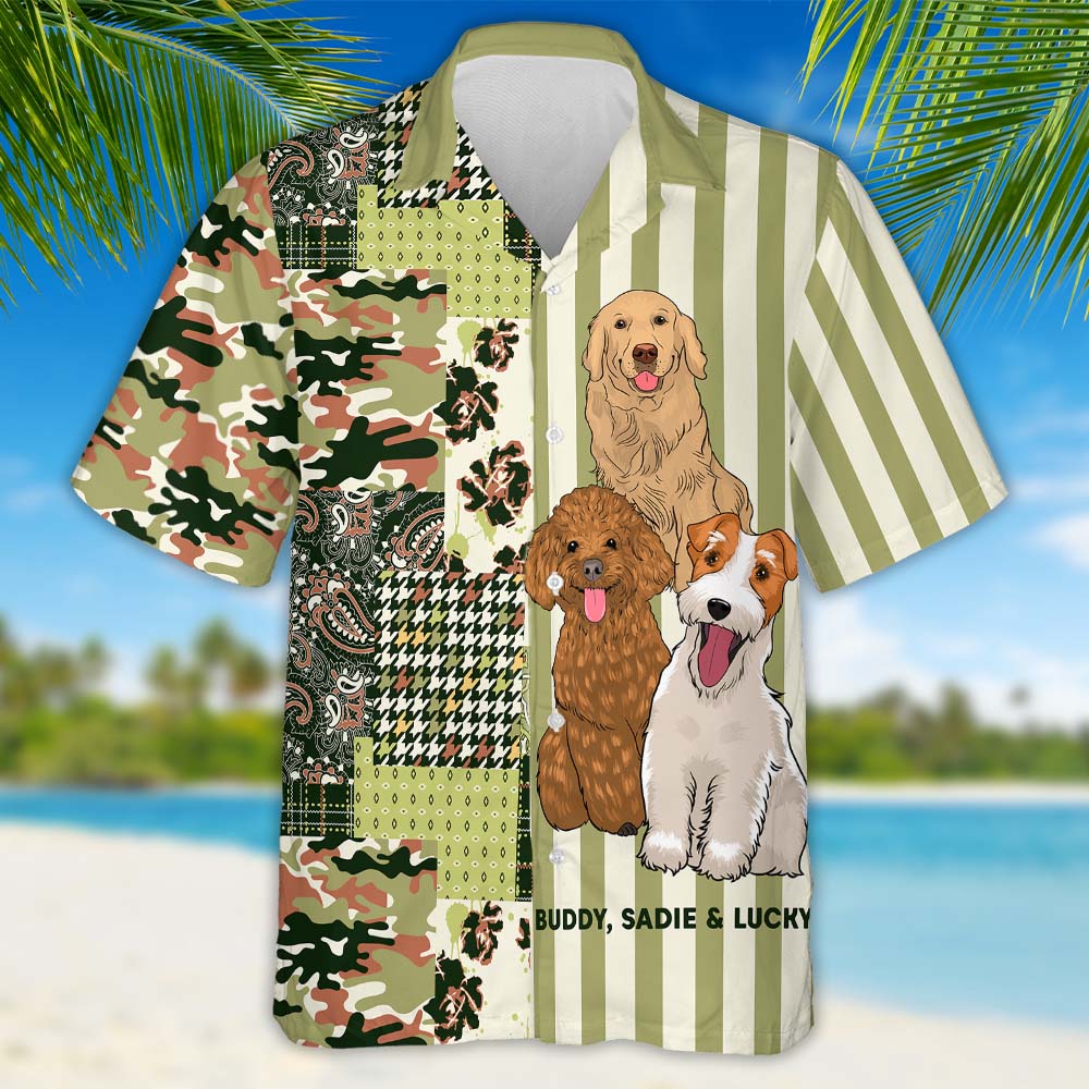 Dog Stripes Personalized Custom Hawaiian Shirt - Ideal for Pet Lovers