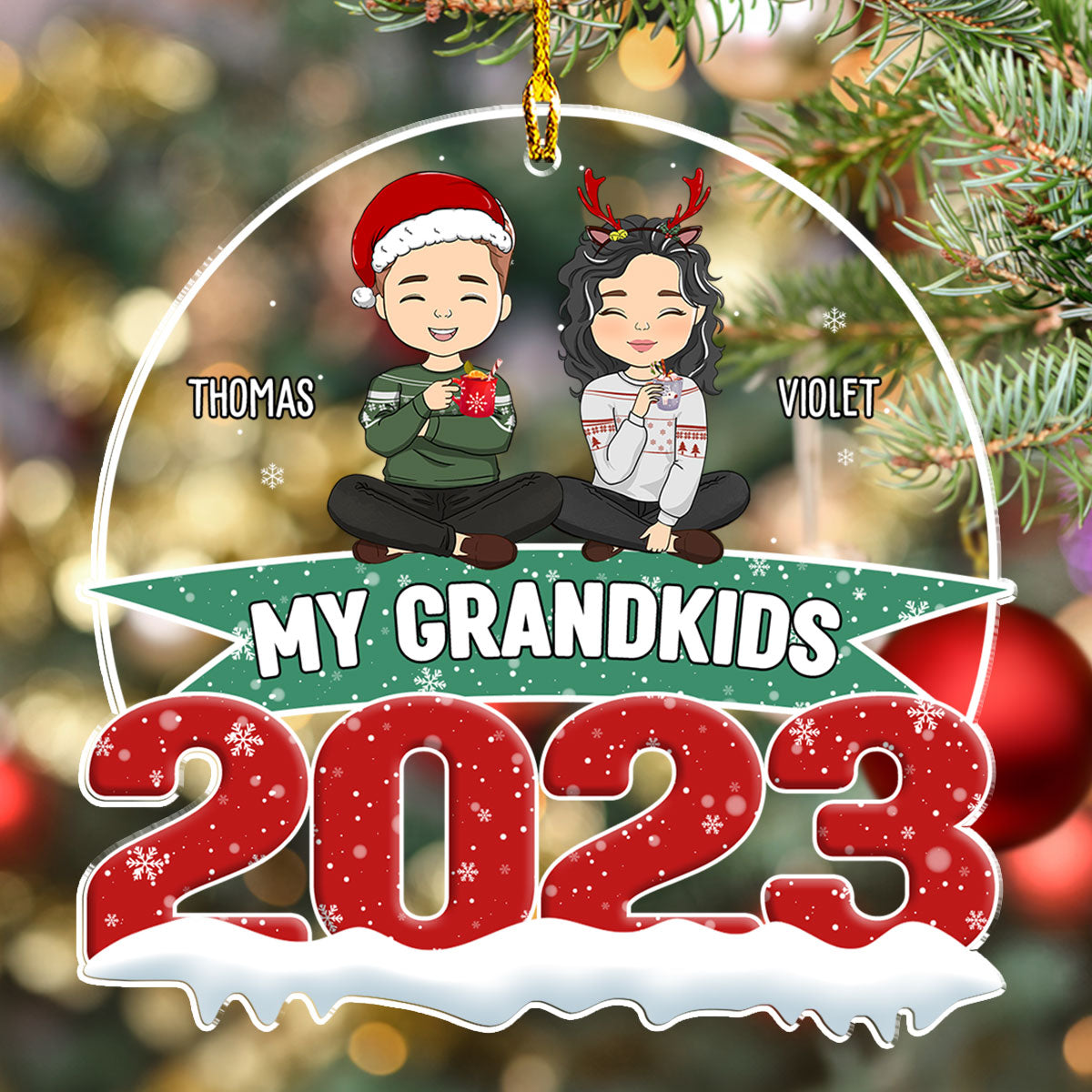 2023 Personalized Custom Acrylic Ornament for My Grandkids - Unique Christmas Keepsake