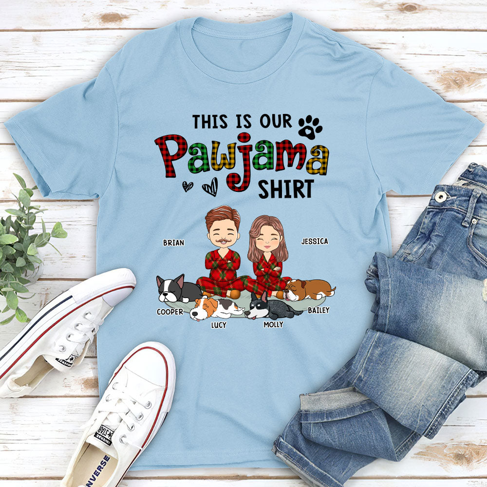Pawjama Shirt Ver Couple - Personalized Custom Unisex 5.3 oz T-Shirt for Pet Lovers