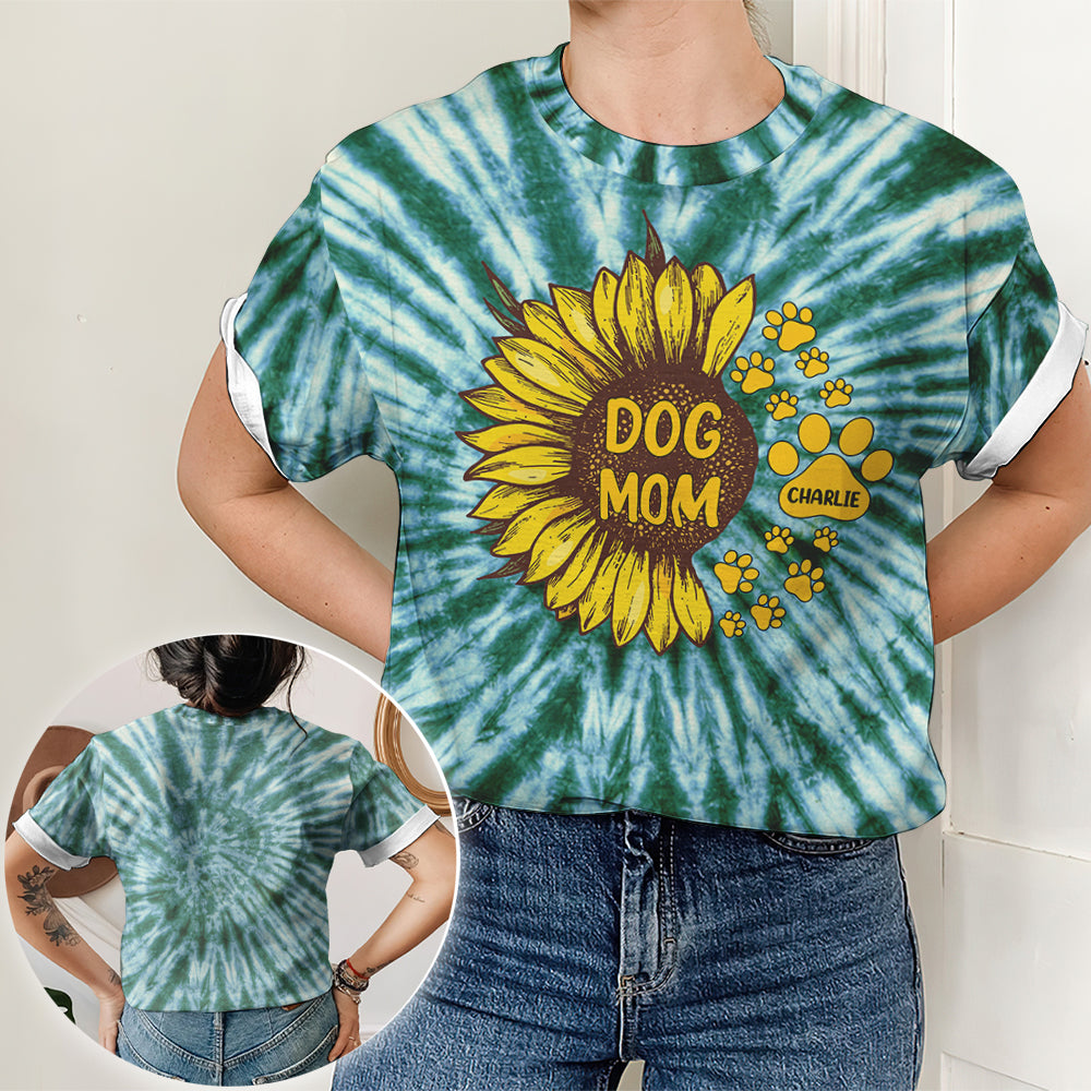 Unique Personalized Custom All-over-print Dog Mom Sunflower T-shirt