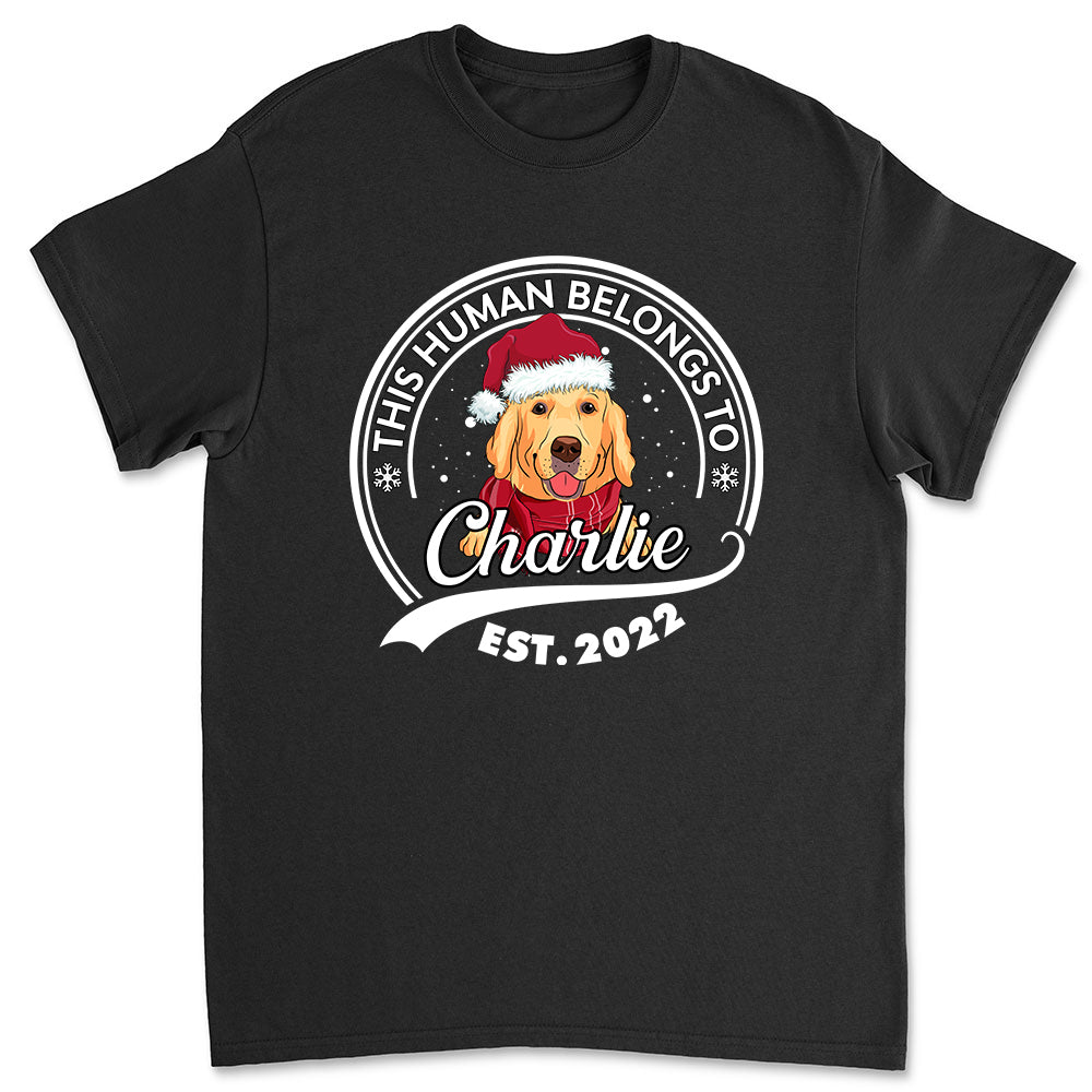 Human Belongs Christmas - Personalized Custom Unisex 5.3 oz T-shirt for Pet Lovers