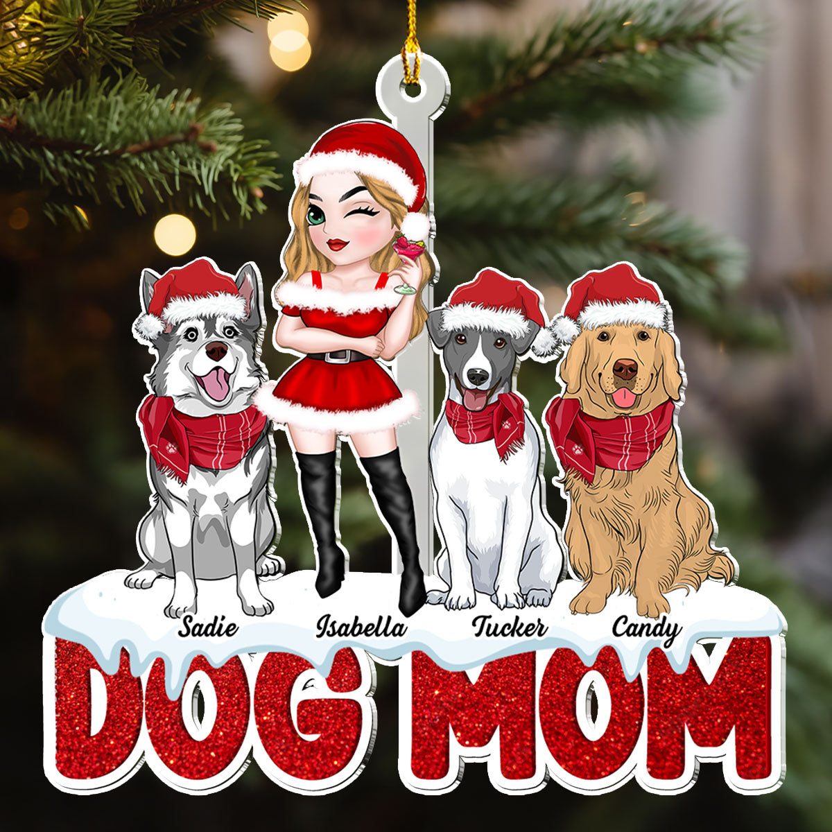 Unique Personalized Custom Acrylic Dog Mom Christmas Ornament