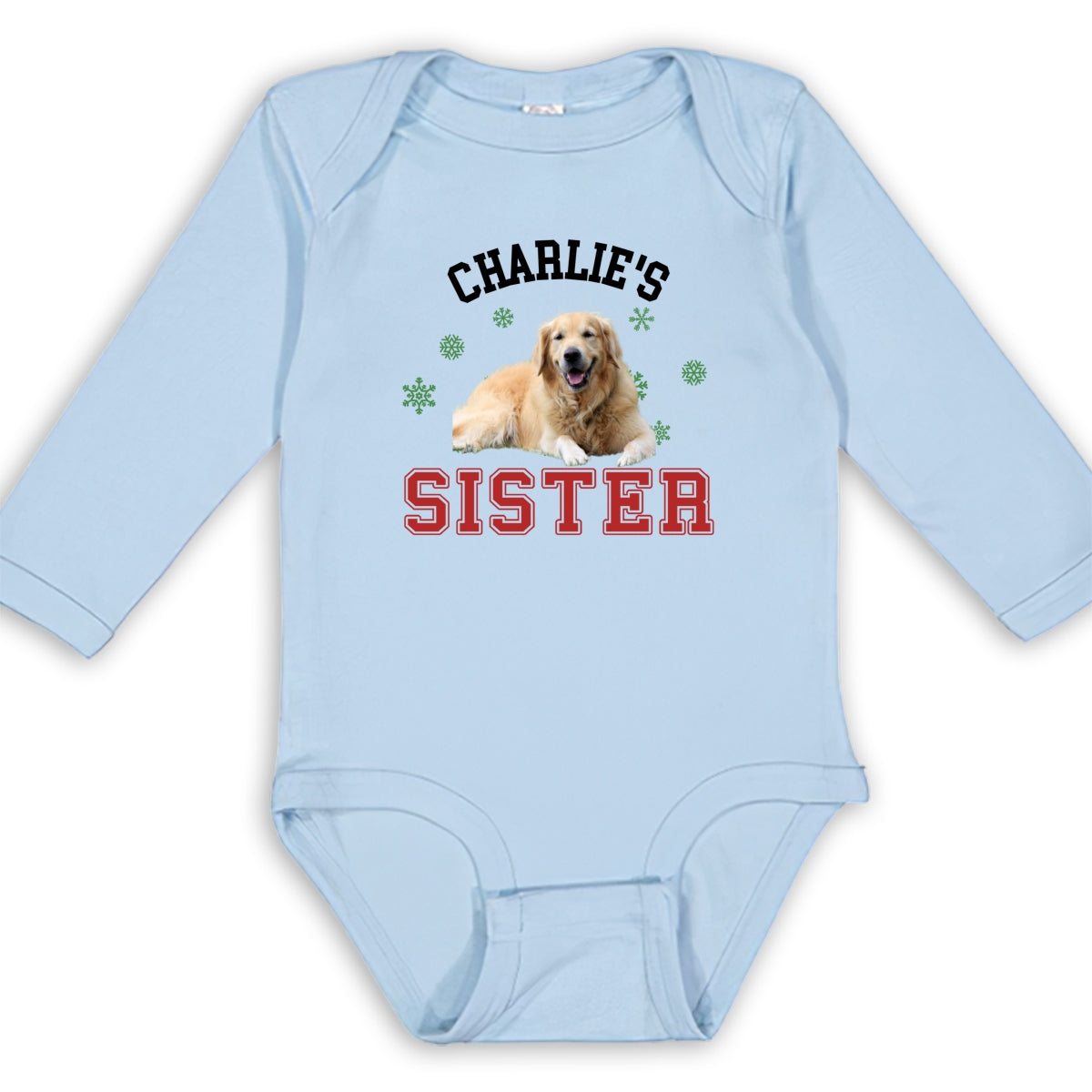 Personalized Custom Long Sleeve Baby Onesie for Baby Dog Brother and Sister Photos