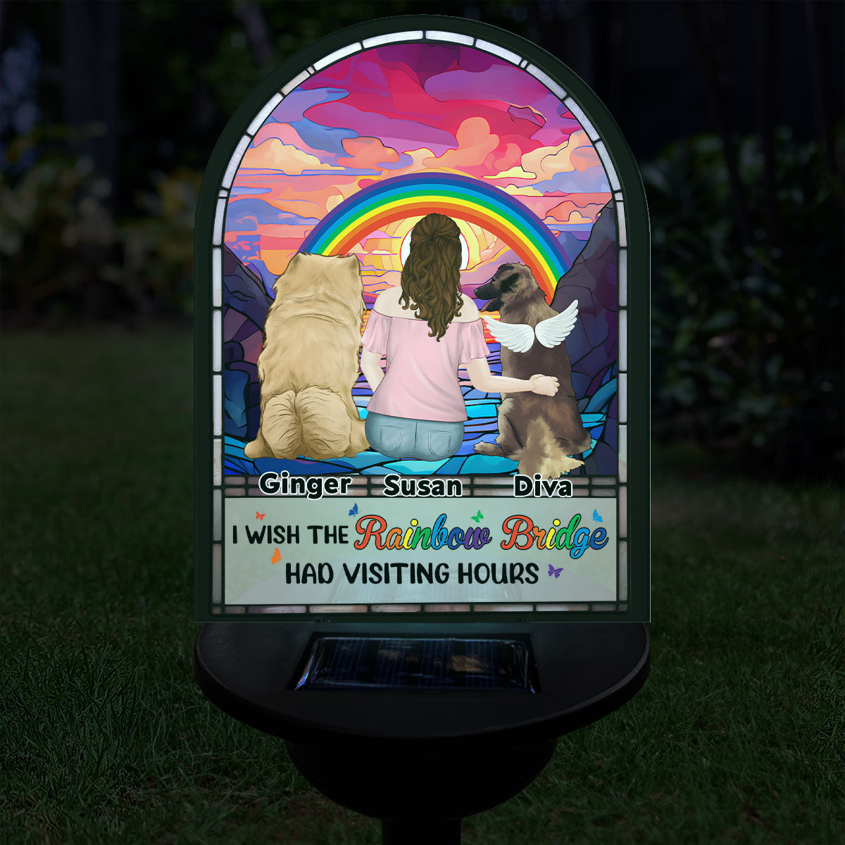 Rainbow Bridge Had Visiting Hours - Personalized Custom 5.7' x 6.3' Solar Light with Multiple Color Illumination