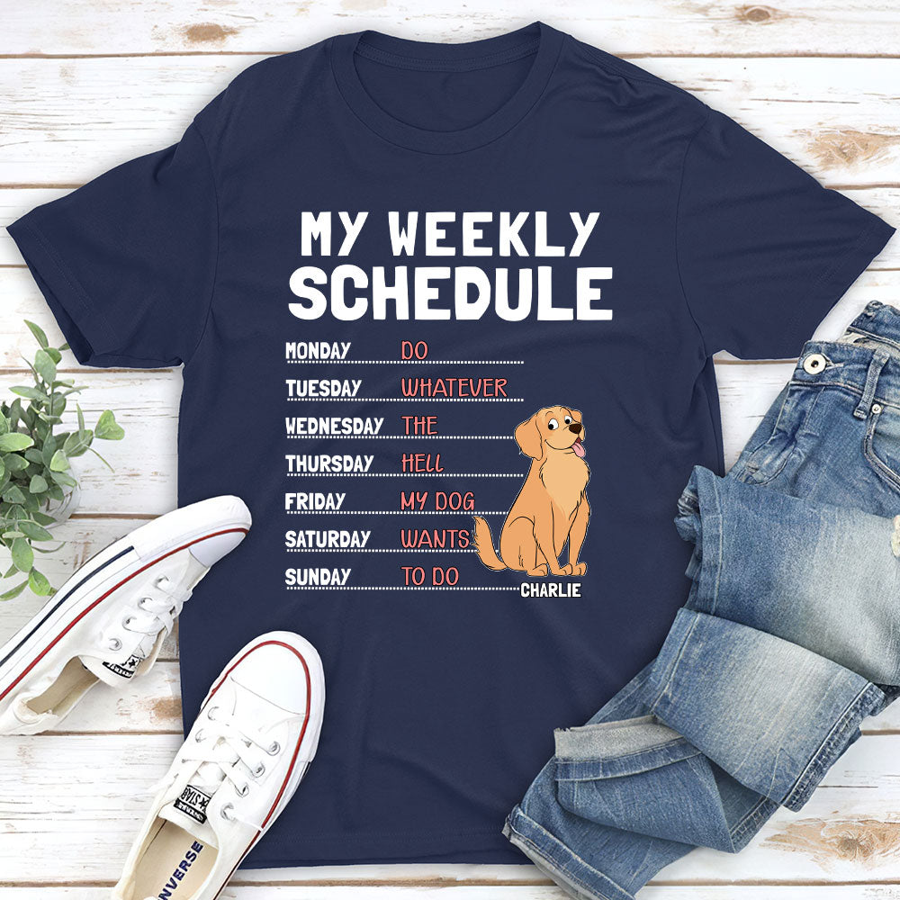 My Weekly Schedule - Personalized Custom Unisex Cotton Blend T-shirt for Pet Lovers