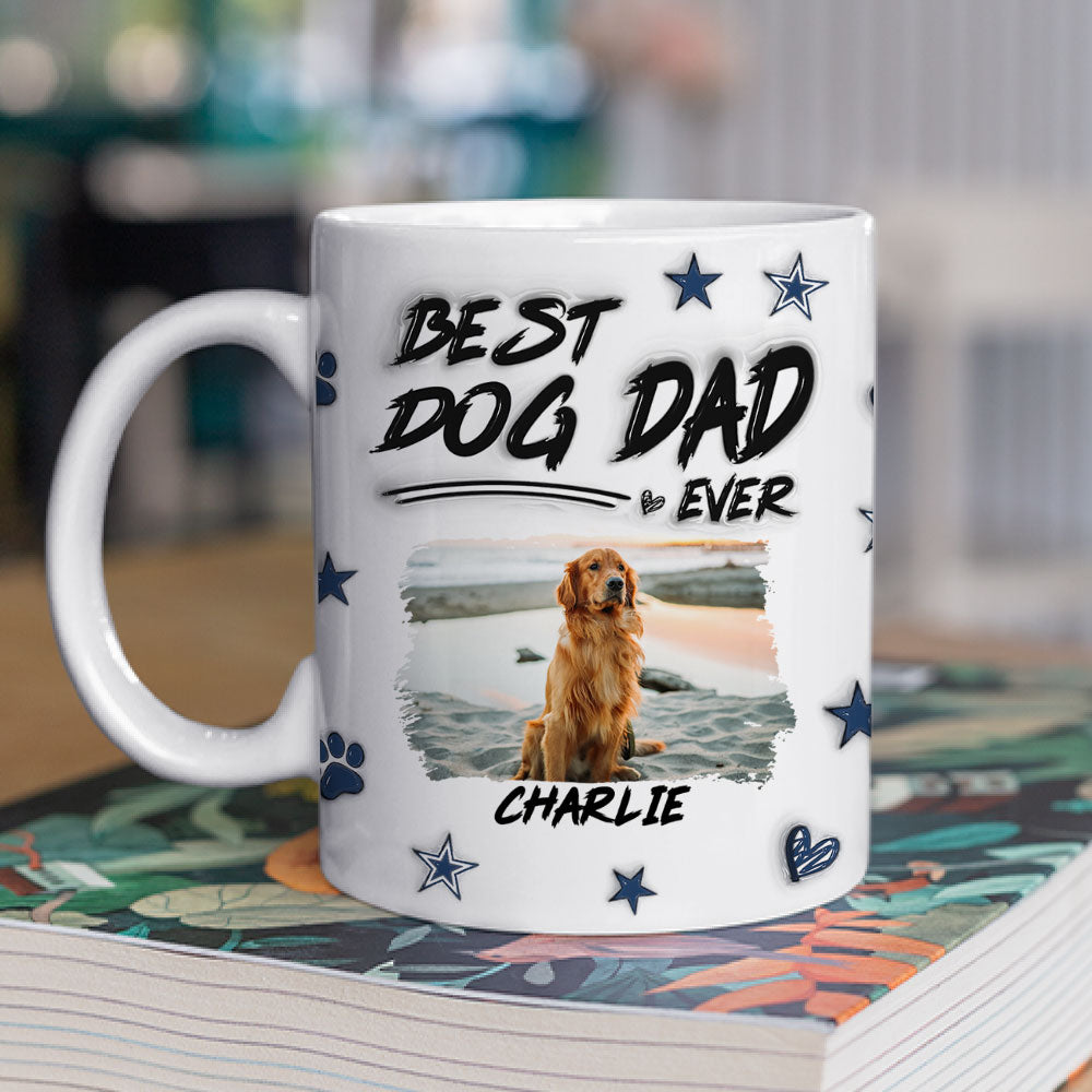 Best Personalized Custom 3D Inflated Effect Dog Dad Line Photo Mug - Ideal Gift for Dog Lovers