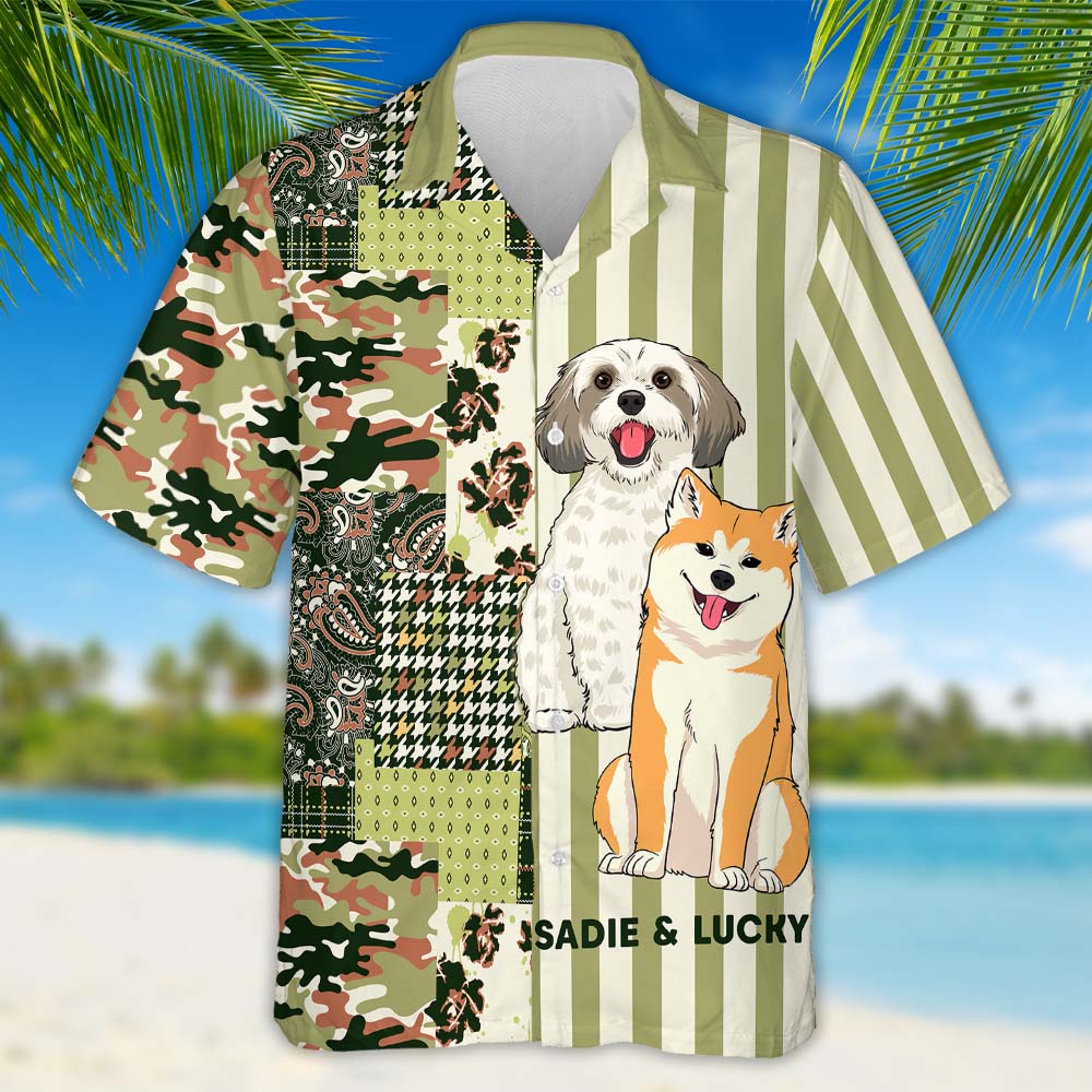 Dog Stripes Personalized Custom Hawaiian Shirt - Ideal for Pet Lovers