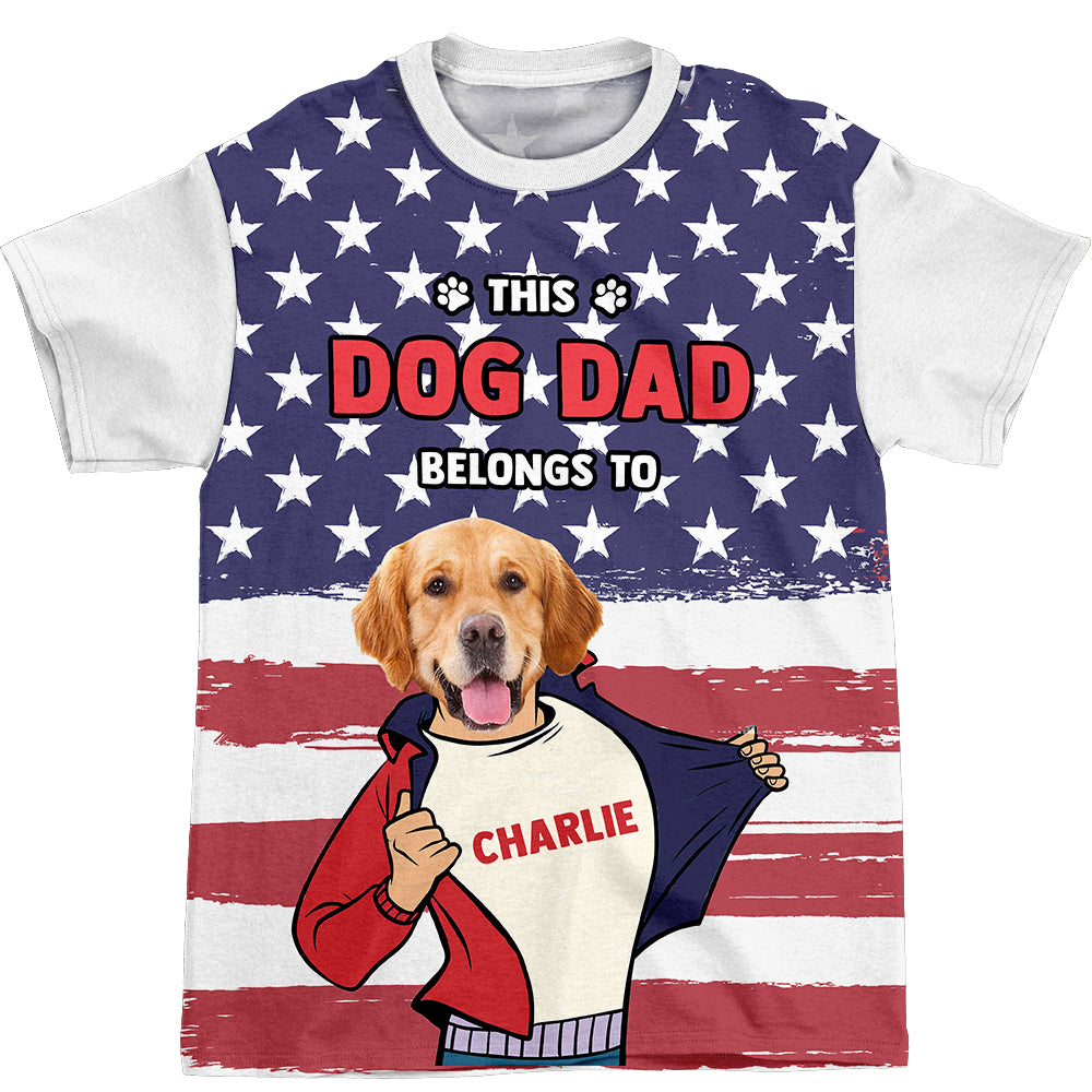 American Dog Dad - Personalized Custom All-over-print Comfortable Polyester-Spandex T-shirt