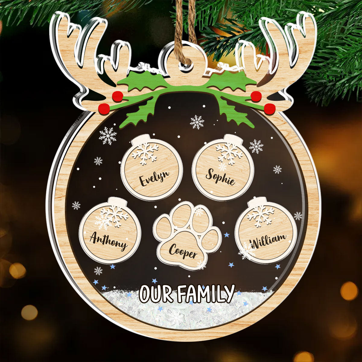 Personalized Custom Acrylic Paw Charm Shaker Ornament for Special Occasions