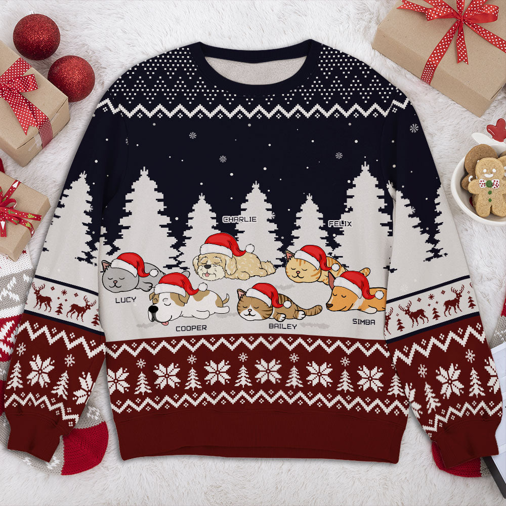 Snowy Winter Night - Exclusive Personalized Custom All-Over-Print Unisex Sweatshirt for Pet Lovers