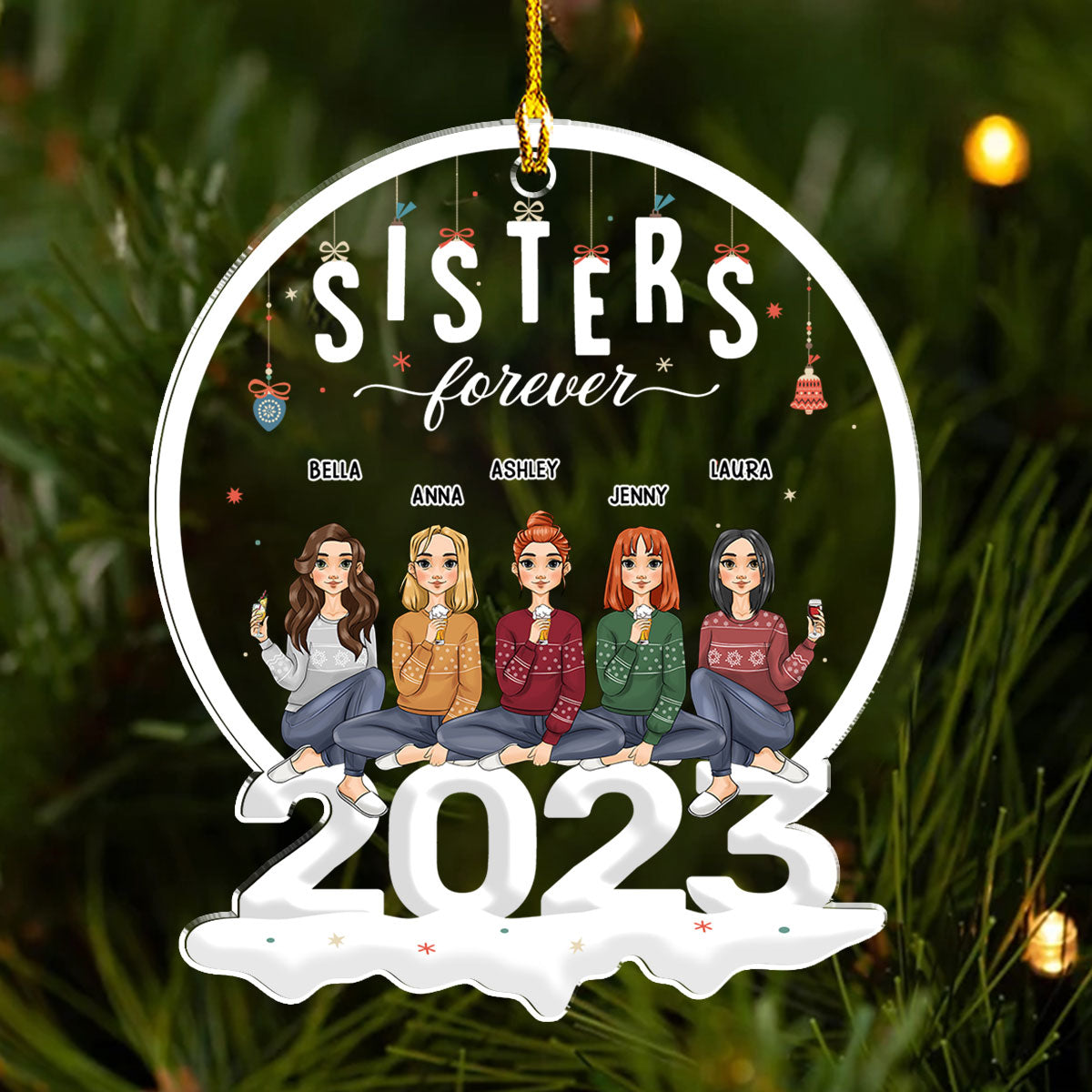 Besties 2023 - Exquisite Personalized Custom Acrylic Christmas Ornament