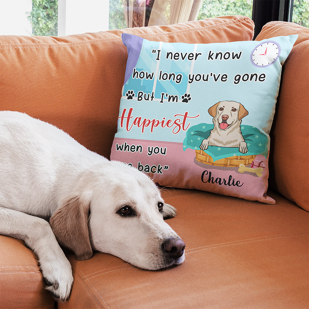 I'm Happiest - Personalized Custom Linen Throw Pillow in 12' x 12' and 18' x 18' Sizes