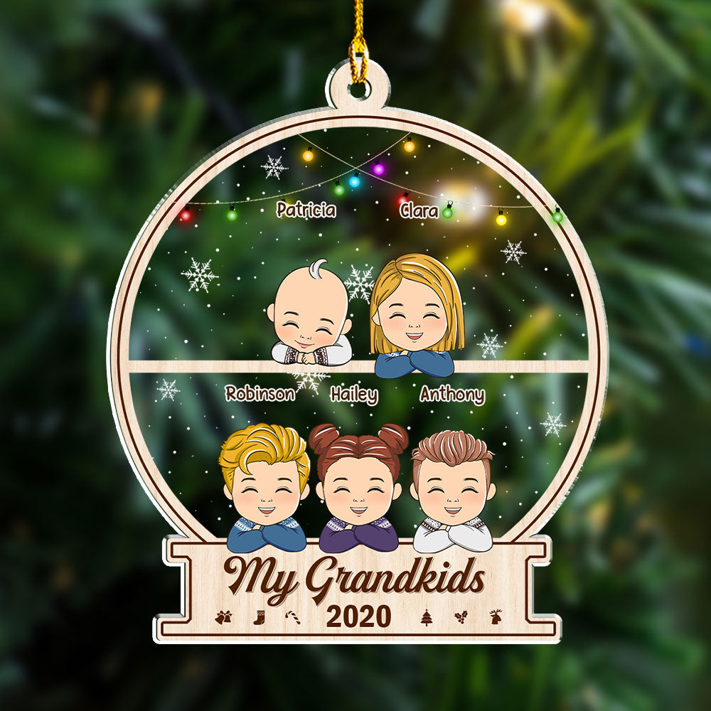 Adorable Personalized Custom Acrylic Christmas Ornament for Grandkids