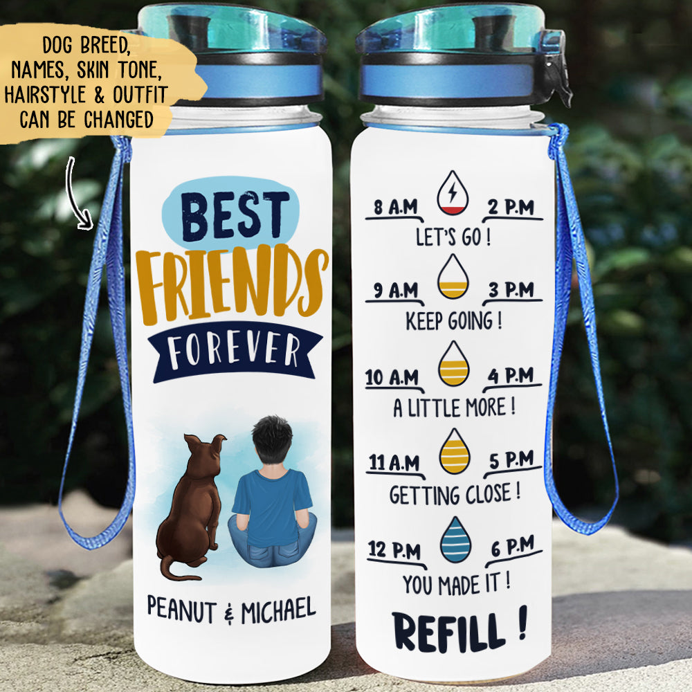 Best Friends Forever - Premium Personalized Custom Water Tracker Bottle for Pet Lovers