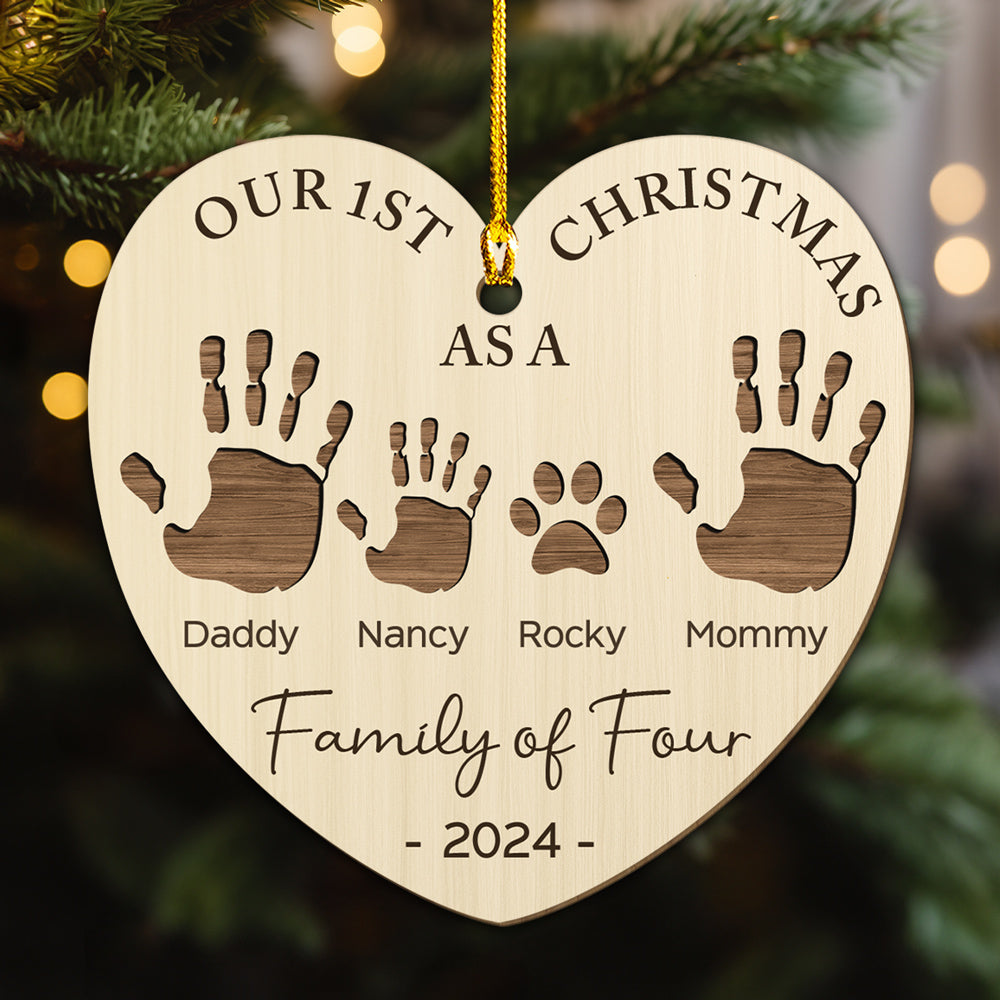 Happy 1st Christmas As A Family - Exquisite Personalized Custom Wood Christmas Ornament