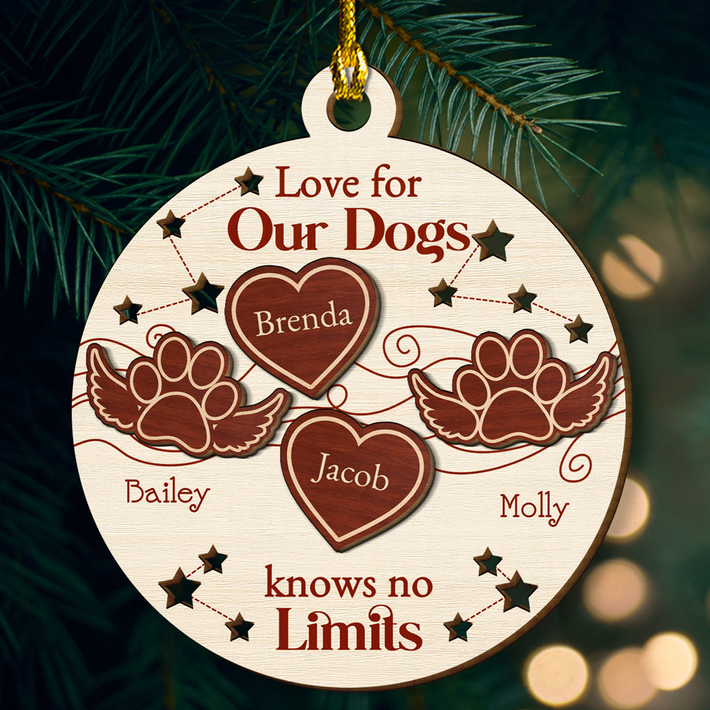 Endless Love for Dogs - Personalized Custom Freeshape 2-Layered Wood Ornament for Holiday Decor