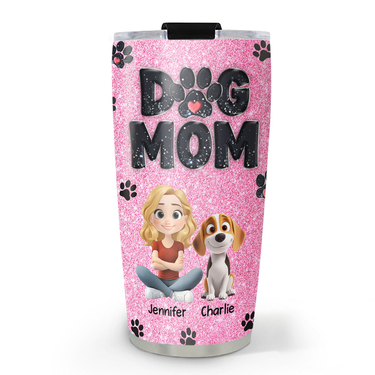 Charming Personalized Custom Tumbler for Dog Moms with Blink Design