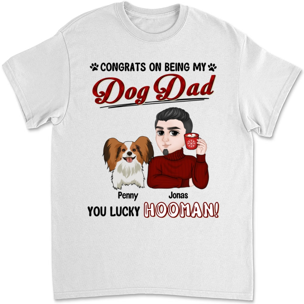 Lucky Dog Dad & Mom - Personalized Custom Unisex 5.3 oz T-shirt