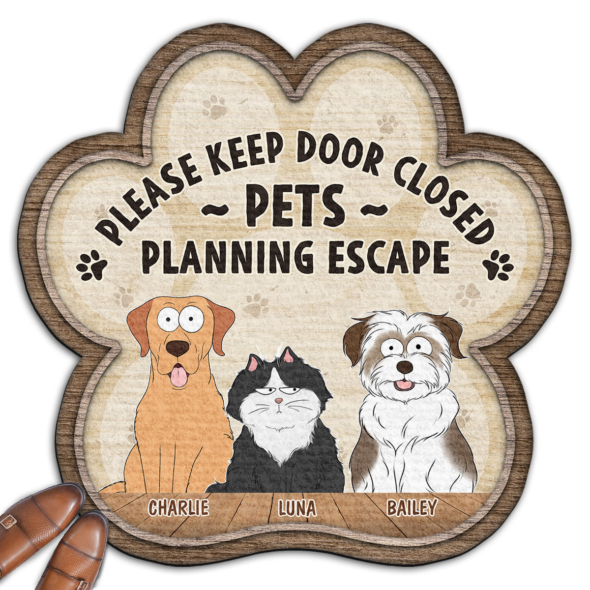 Personalized Custom Doormat - Pets Planning Escape: Ideal for Pet Lovers