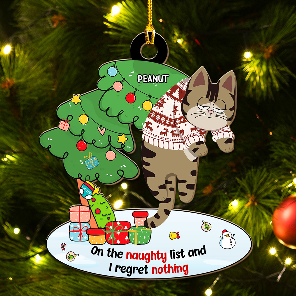 Regret Nothing - Customizable Personalized Wood Christmas Ornament