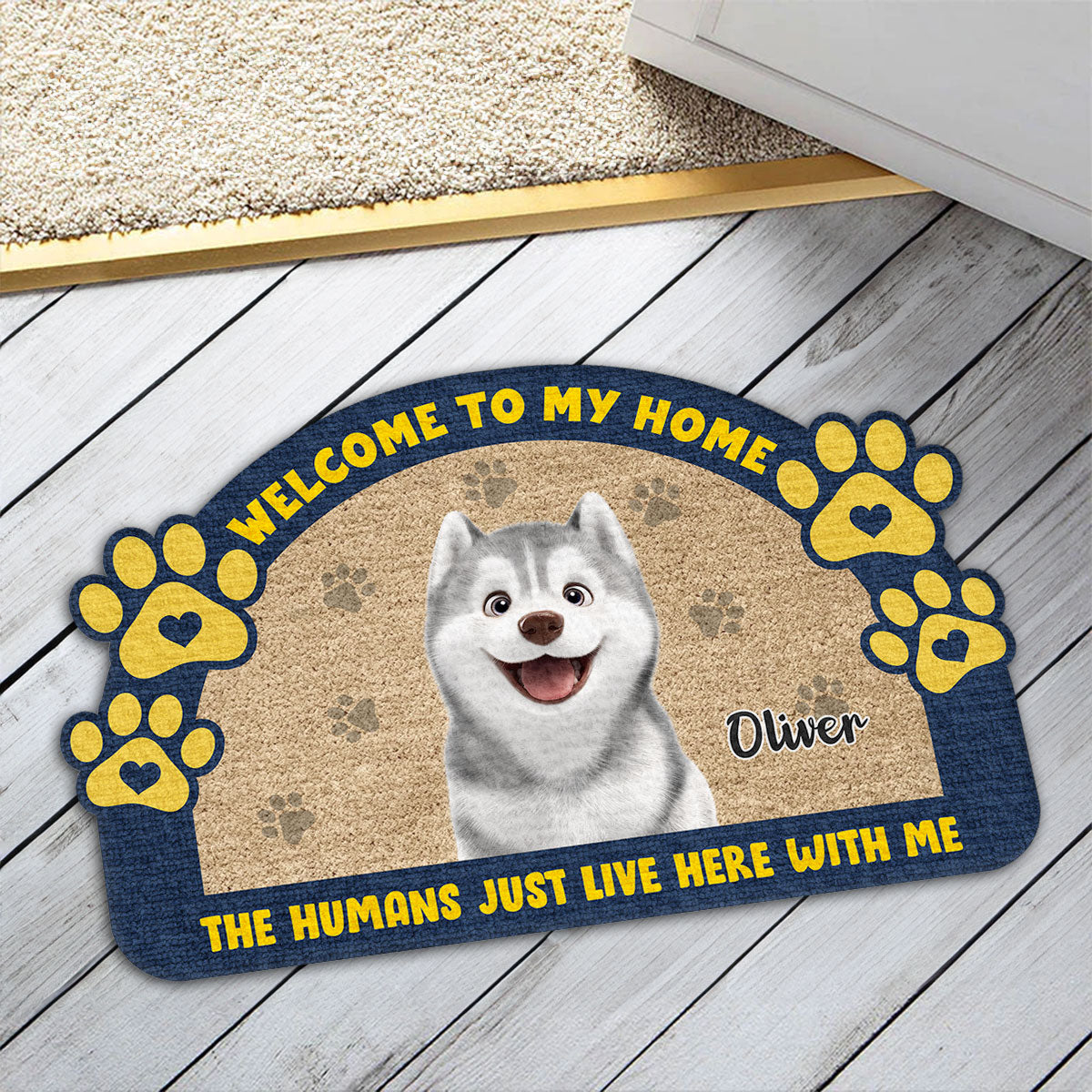 Dear Human We Rule The House - Customizable Personalized Pet Picture Doormat in 3 Sizes
