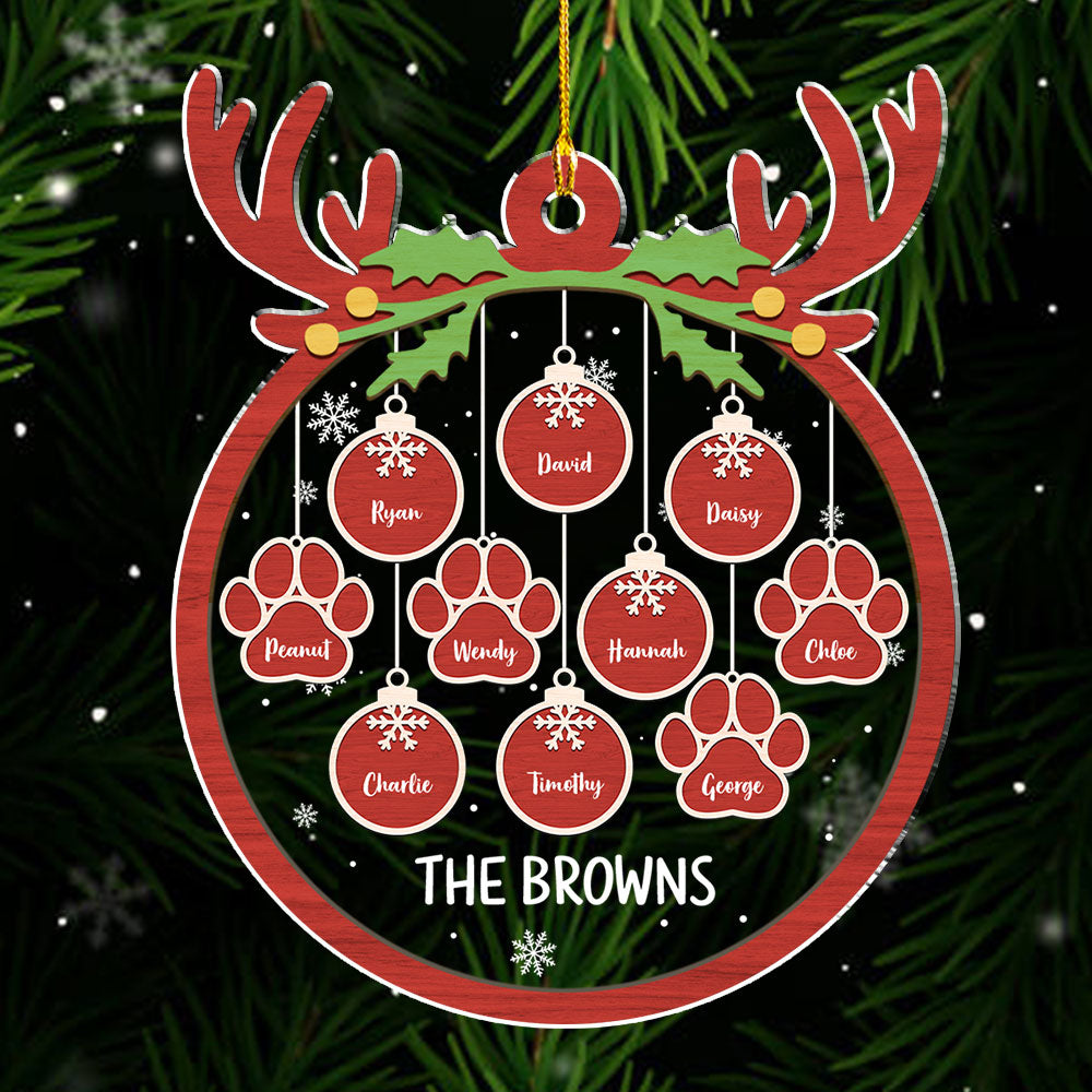 Unique Red Paw Charm - Personalized Custom Acrylic Christmas Ornament