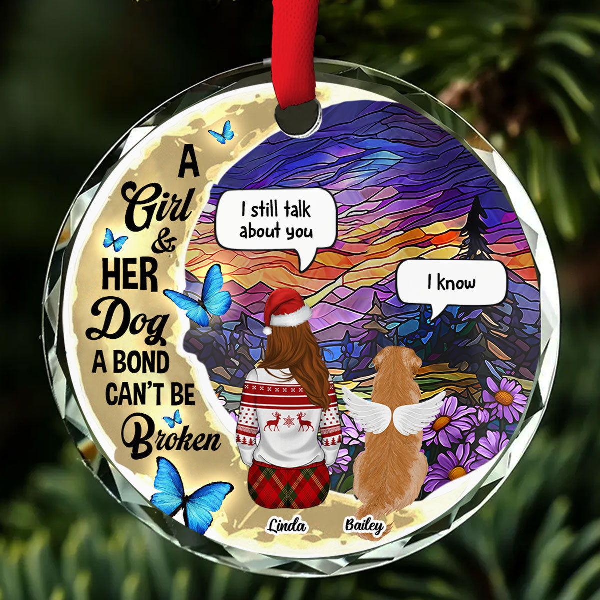 Forever In My Heart - Exquisite Personalized Custom 8mm Thick Glass Ornament, 3.07 Inches Tall