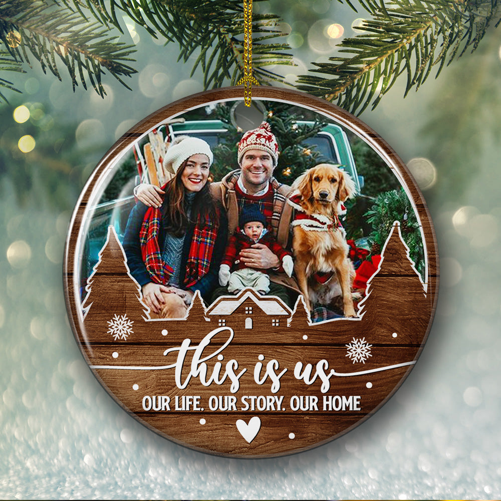 Personalized Custom Circle Ceramic Christmas Ornament - Ideal for Family, Inspired by 'This Is Us'