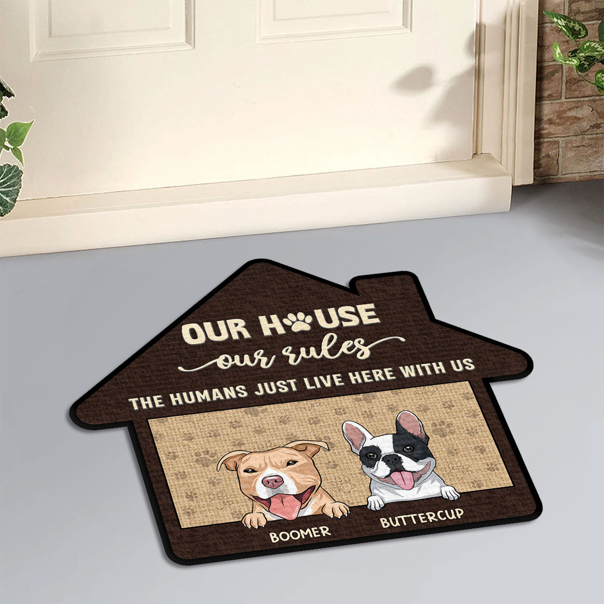The Humans Just Live Here - Personalized Custom Pet Lover Doormat with Sublimation Printing